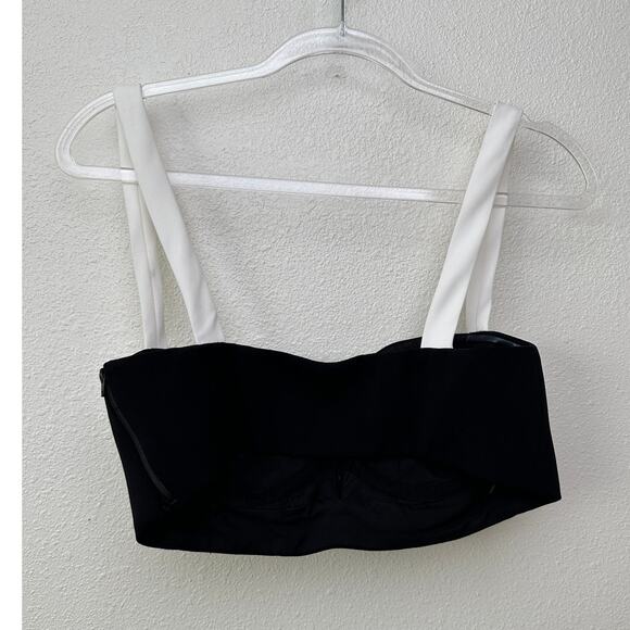 Mônot Black White Contrast Bustier Bra Crop Top Women’s Size 6 - Picture 9 of 16